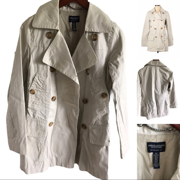 American Eagle Outfitters Trench Coat Khaki - Picture 2 of 5